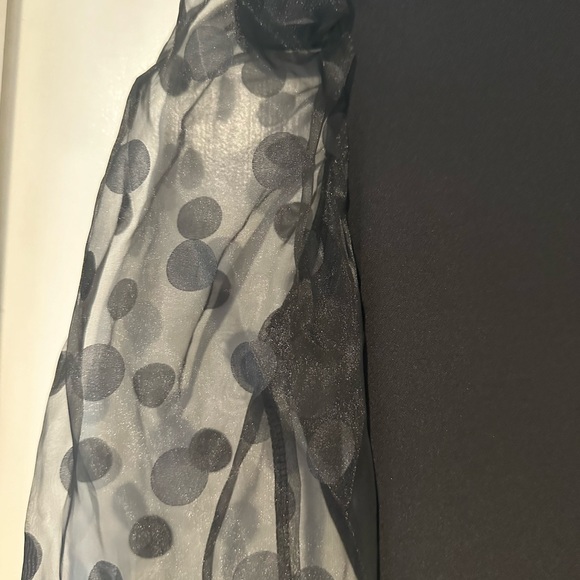 Polka Dot Puff Sleeve Mock Neck Top - Picture 2 of 3